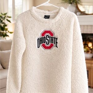 Ohio State Buckeyes Sherpa Pullover Fleece Cream Cozy Sweatshirt Size M